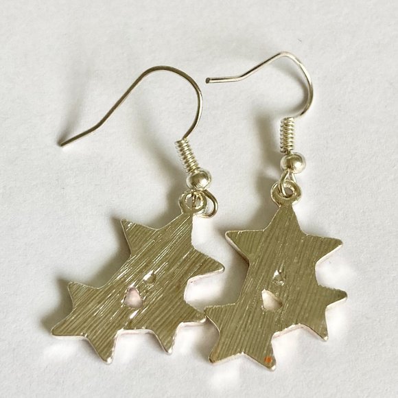 USA American Star Earrings Silver Plated 18" Patriotic July 4th Independence Day - Picture 6 of 10